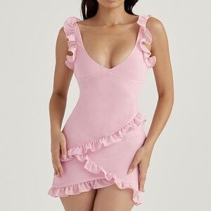 House of CB Pink Ruffle Mini Dress